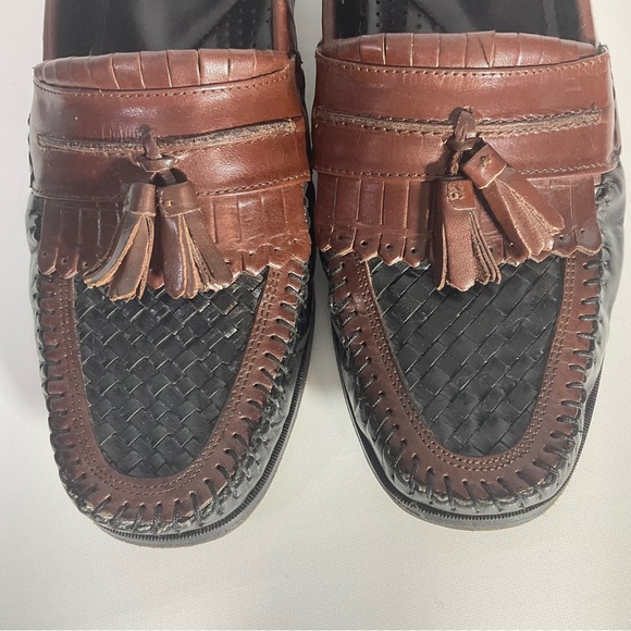 Nunn Bush Slip On Two-Toned Leather black & brown woven toe, kiltie loafer 10.5 main image 6